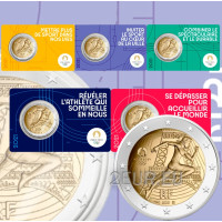 Francia 2 euro FDC 2021 - Olimpiadi estive Parigi 2024 - Consegna della bandiera olimpica - 5 pezzi