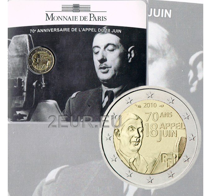 Francia 2 euro FDC 2010 - 70° anniversario dell'Appello del 18 giugno 1940 - Charles de Gaulle