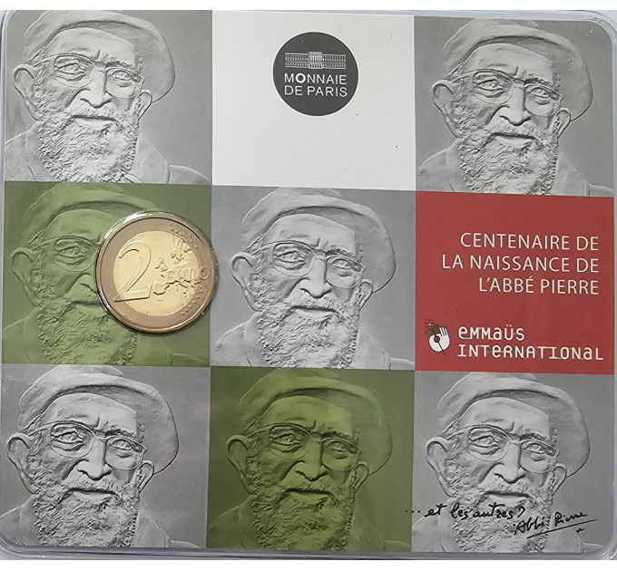 Francia 2 euro FDC 2012 - 100° anniversario della nascita dell'abate Pierre