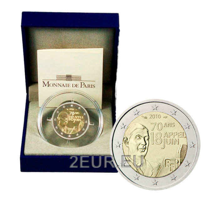 Francia 2 euro Proof 2010 - 70° anniversario dell'Appello del 18 giugno 1940 - Charles de Gaulle