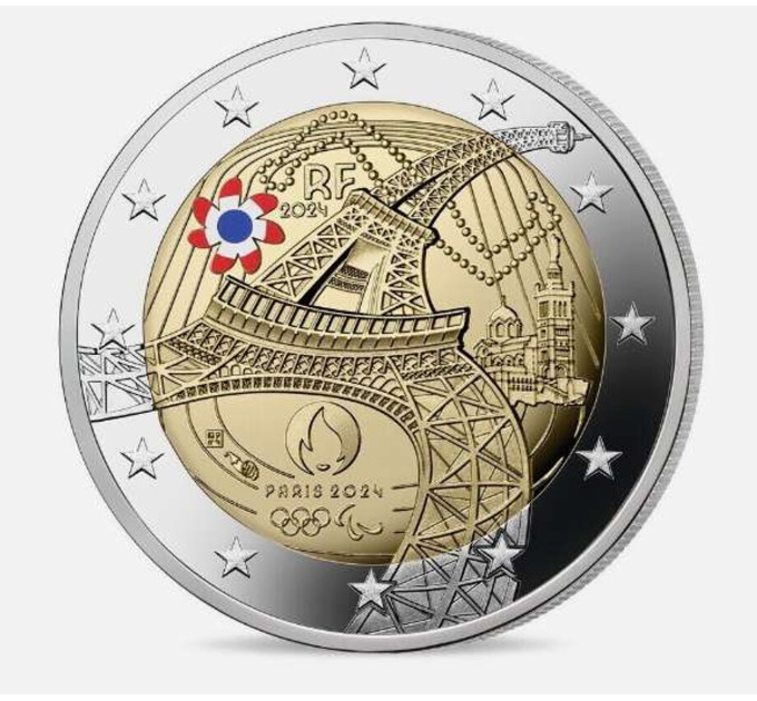 Francia 2 euro Proof 2024 - Giochi Olimpici e Paralimpici 2024 a Parigi - Moneta colorata