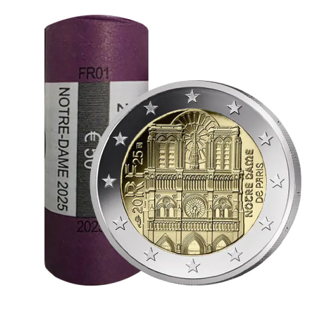 Francia 2 EURO ROTOLO 2025 - Notre Dame
