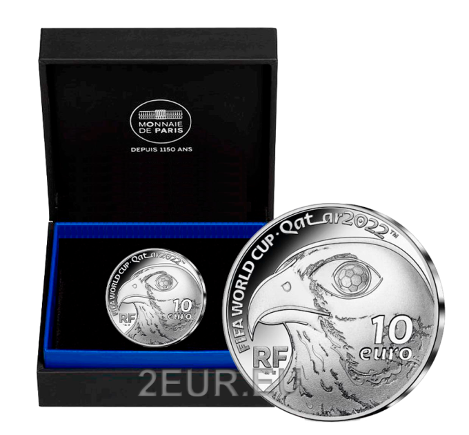 Francia 10 euro moneta d'argento Proof 2022 - Mondiali FIFA 2022 Qatar