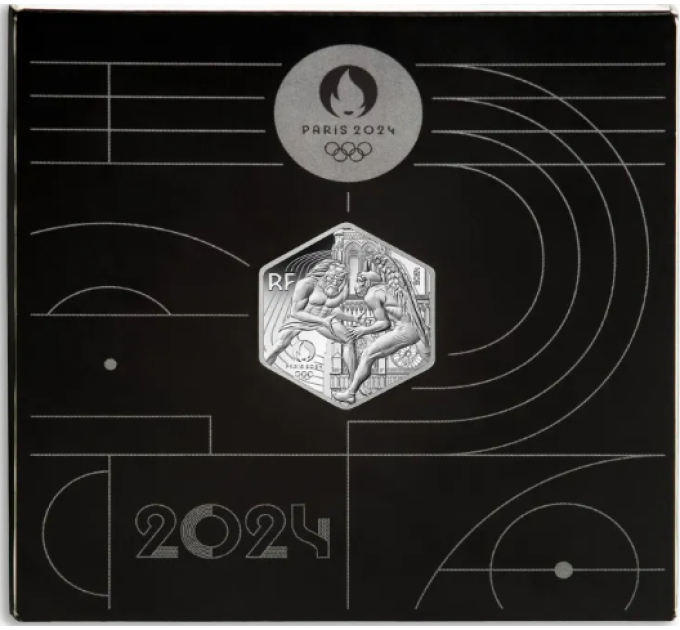 Francia 10 euro moneta d'argento 2024 - Giochi Olimpici del 2024 a Parigi - Ercole esagonale