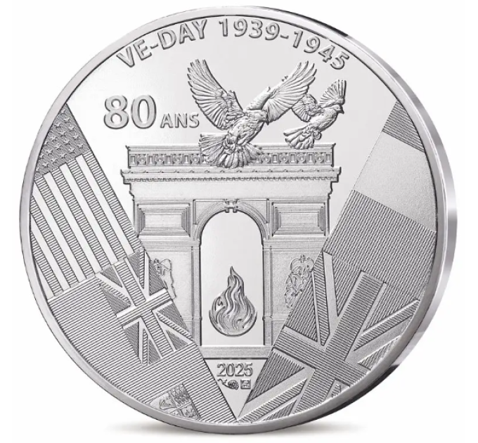 Francia 10 euro moneta d'argento 2025 - 80° anniversario del GIORNO DELLA VITTORIA