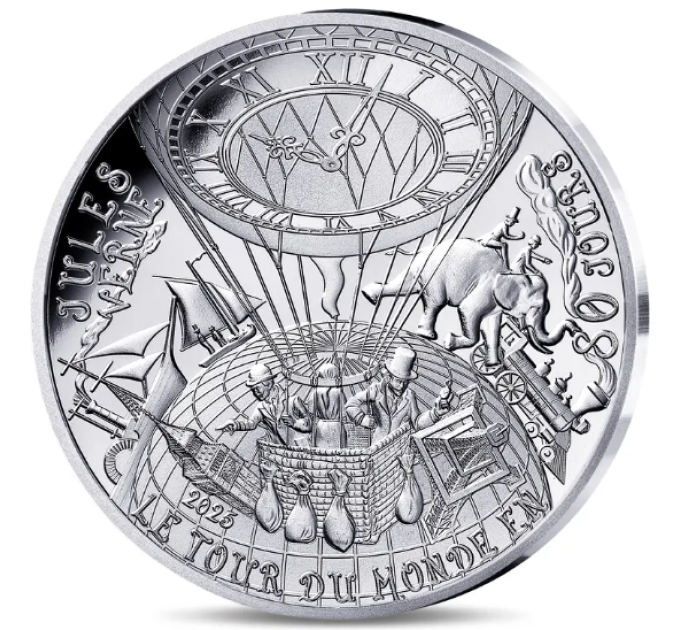 Francia 10 euro moneta d'argento Proof 2025 - L'arte della penna – Il giro del mondo in 80 giorni