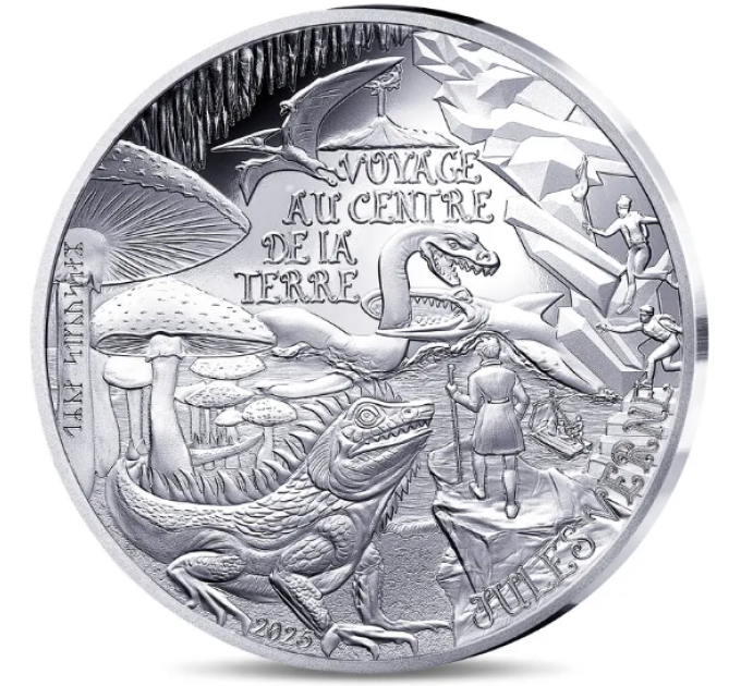 Francia 10 euro moneta d'argento Proof 2025 - L'arte della penna – Viaggio al centro della Terra