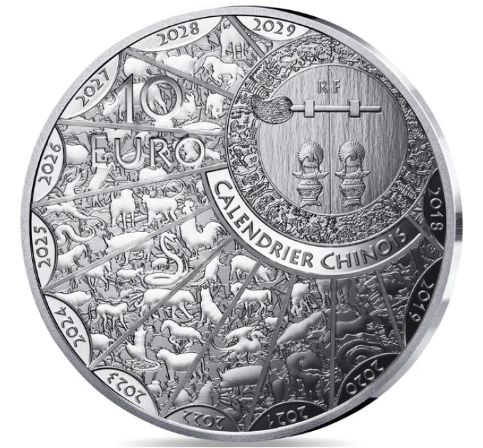 Francia 10 euro moneta d'argento Proof 2025 - Anno del Serpente