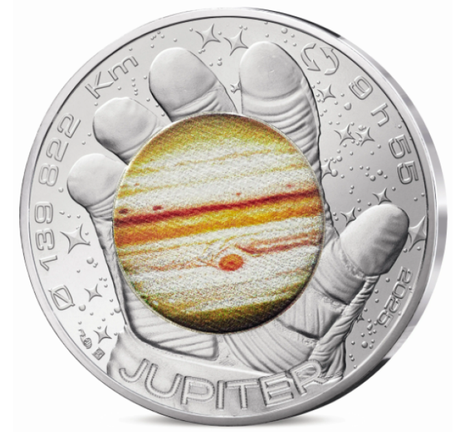 Francia 10 euro moneta d'argento 2025 - Odissea nello spazio con Thomas Pesquet - Saturno, Giove, Marte, Luna