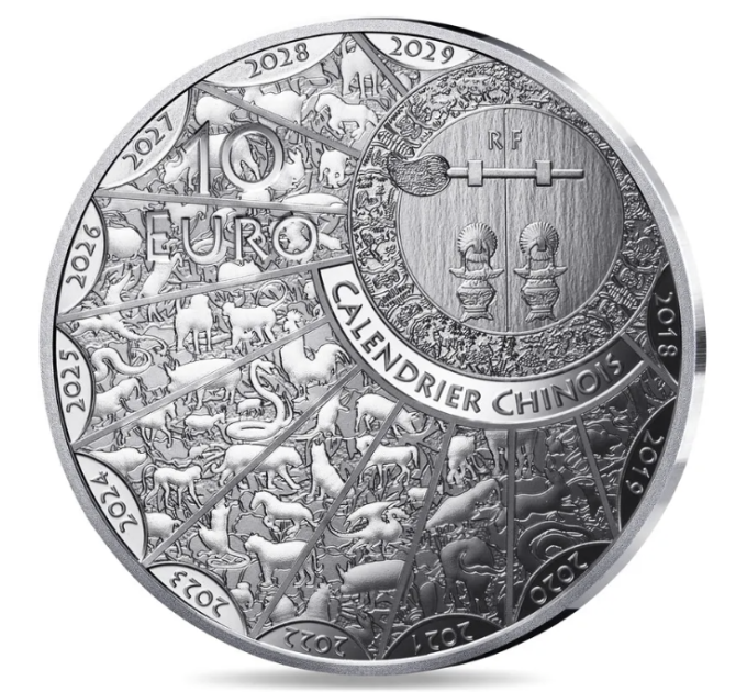 Francia 10 euro moneta d'argento Proof 2027 - Anno della Capra
