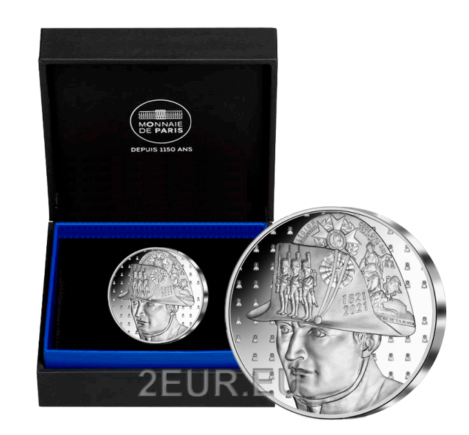 Francia 20 euro moneta d'argento Proof 2021 - 200° anniversario della morte di Napoleone I.