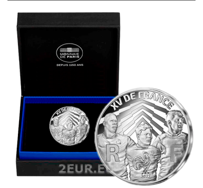 Francia 10 euro moneta d'argento Proof 2022 - Coppa del mondo di rugby Francia 2023 - XV de France 2022