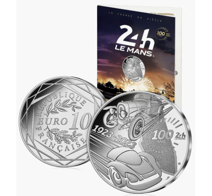 Francia 10 euro moneta d'argento 2023 - 100 anni - 24 Ore di Le Mans