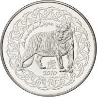 Francia 5 euro moneta d'argento BU 2010 - Favole di La Fontaine - L'anno della tigre
