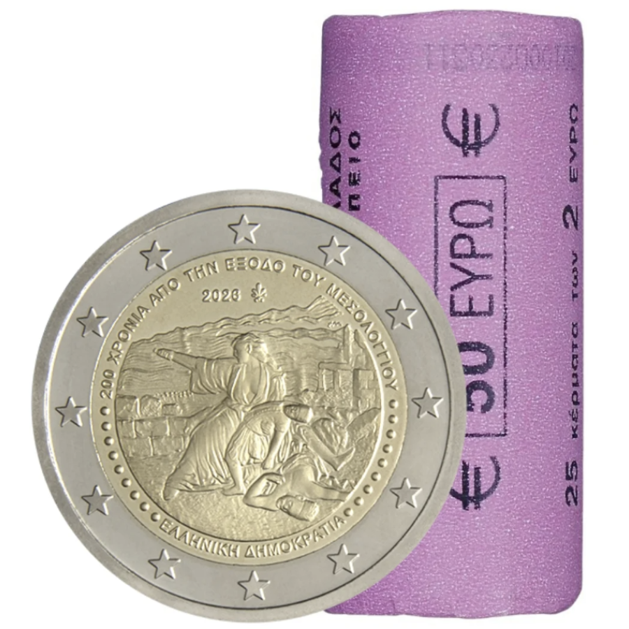 Grecia 2 euro da rotolo 2026 - A 200 anni dall'Esodo di Missolungi