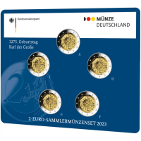 Germania 2 Set di monete in euro FDC 2023 - 1275° anniversario della nascita di Carlo Magno - ADFGJ