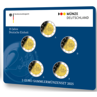 Germania 2 Set di monete in euro FDC 2025 - 35 anni di unità tedesca - ADFGJ