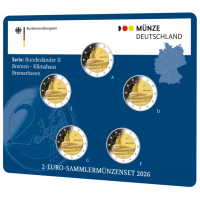 Germania 2 Set di monete in euro FDC 2026 - Bremen - ADFGJ