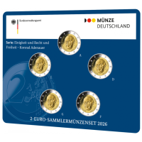 Germania 2 Set di monete in euro FDC 2026 - Konrad Adenauer - ADFGJ