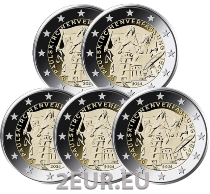 Germania 2 euro UNC 2024 - 175 anni della Costituzione della Paulskirche - ADFGJ
