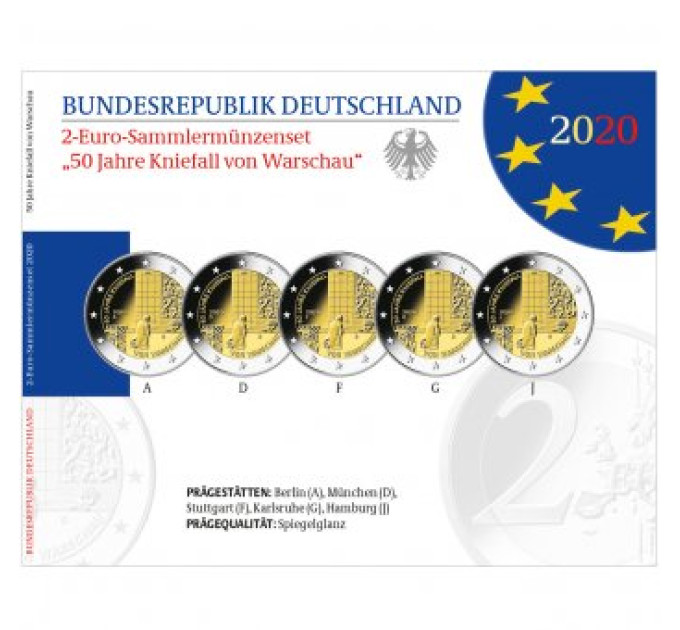 Germania 2 euro proof 2020 - 50 anni dalla genuflessione di Kniefall von Warschau - Varsavia