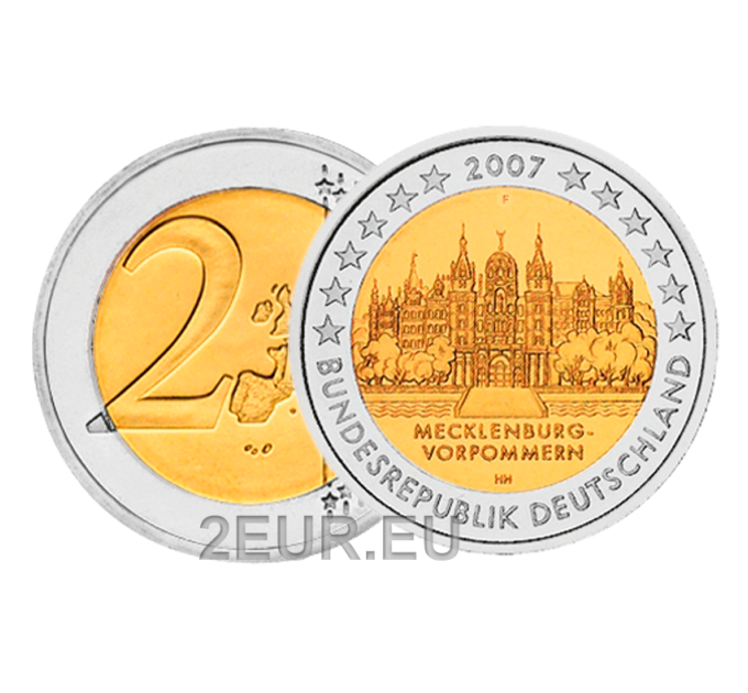 Germania 2 euro UNC 2007 - Castello di Schwerin - F - Stoccarda