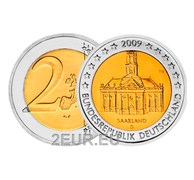 Germania 2 euro UNC 2009 - Saarland Ludwigskirche Saarbrucken - D - Monaco di Baviera