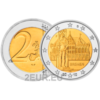 Germania 2 euro UNC 2010 - Municipio e Roland - F - Stoccarda