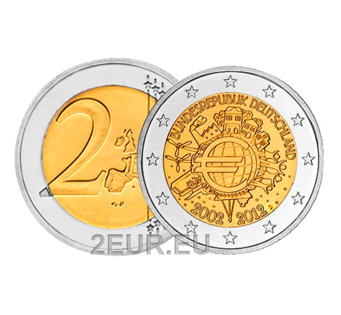 Germania 2 euro UNC 2012 - 10 anni di Euro Cash - D - Monaco di Baviera