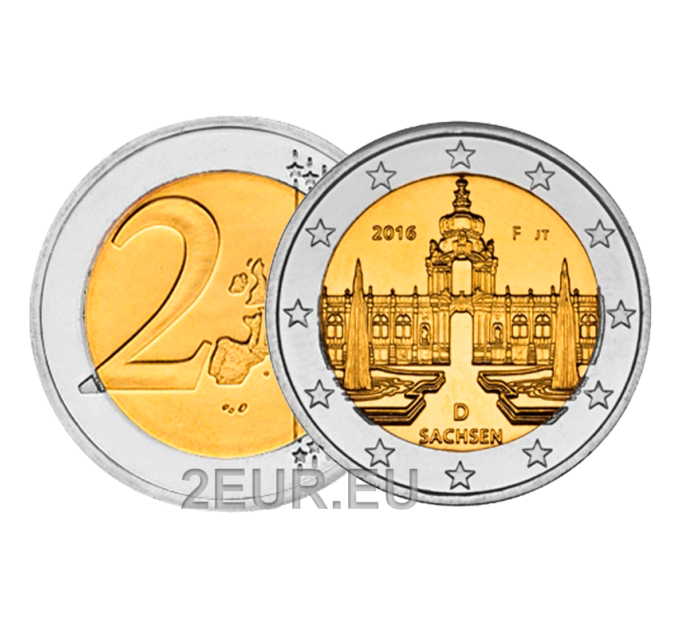 Germania 2 euro UNC 2016 - Palazzo Zwinger a Dresda - F - Stoccarda