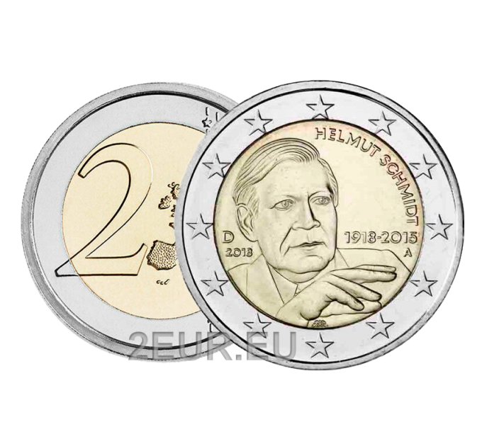 Germania 2 euro UNC 2018 - 100° compleanno di Helmut Schmidt - J - Amburgo