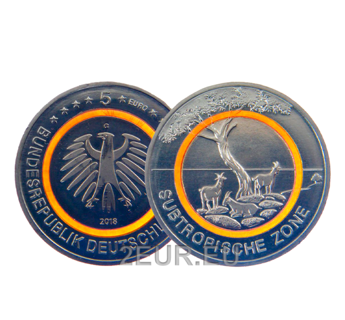 Germania 5 euro UNC 2018 - Zona climatica subtropicale - G - Karlsruhe