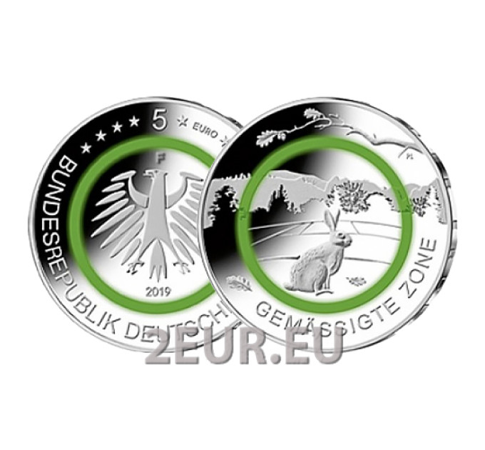 Germania 5 euro UNC 2019 - Zone climatiche della Terra - Zona temperata - F