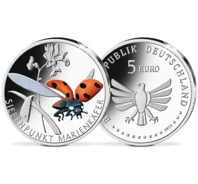 Germania 5 euro UNC 2023 - Il meraviglioso mondo degli insetti - Coccinella dai sette punti