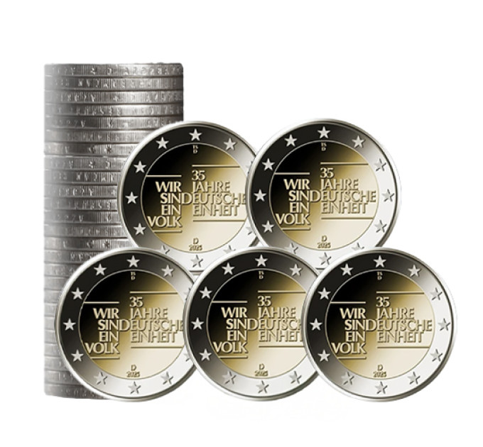 Germania 2 euro rotolo UNC 2025 - 35 anni di unità tedesca - ADFGJ