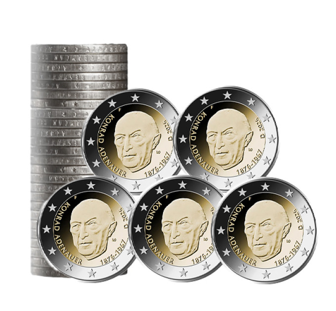 Germania 2 euro rotolo UNC 2026 - Konrad Adenauer - ADFGJ