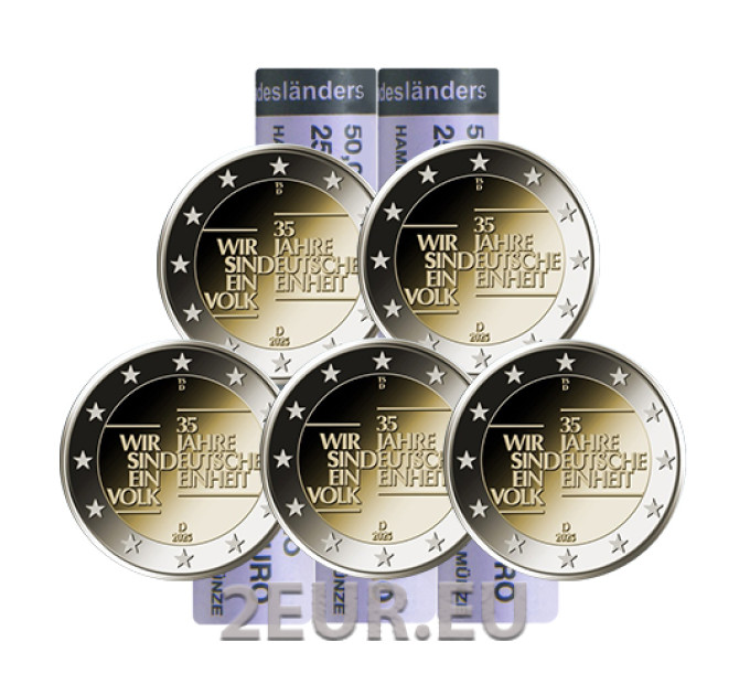 Germania 2 euro rotolo UNC 2025 - 35 anni di unità tedesca - ADFGJ