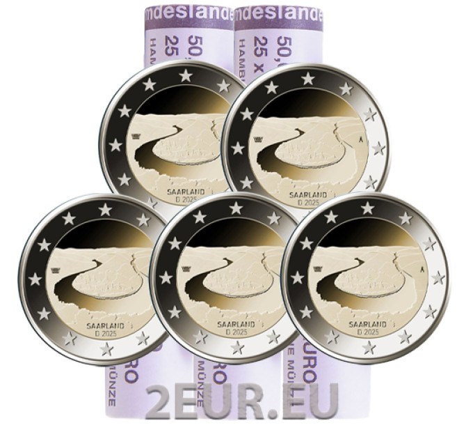 Germania 2 euro rotolo UNC 2025 - SAARLAND - ADFGJ