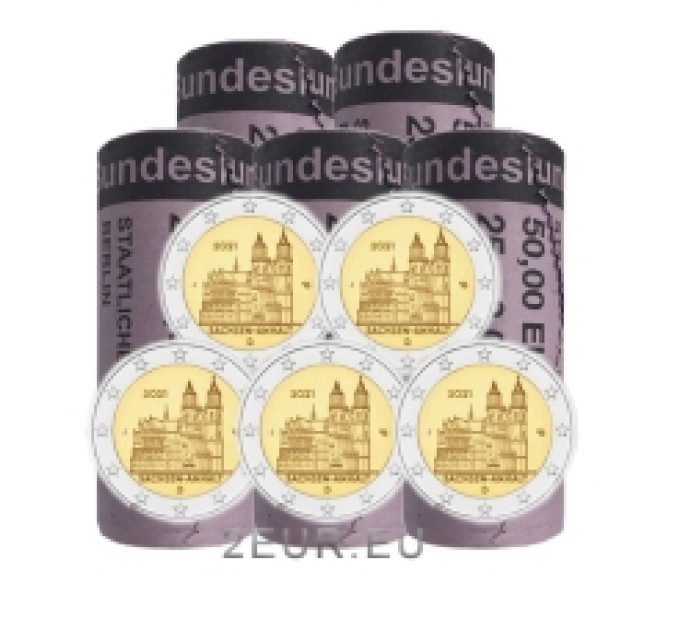 Germania 2 euro rotolo UNC 2021 - Sassonia-Anhalt - ADFGJ