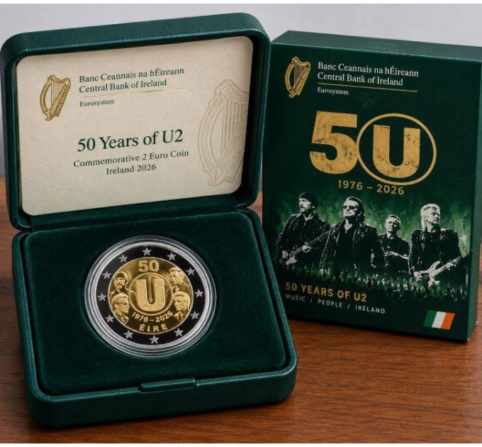 Irlanda 2 euro proof 2026 - 50° anniversario degli U2