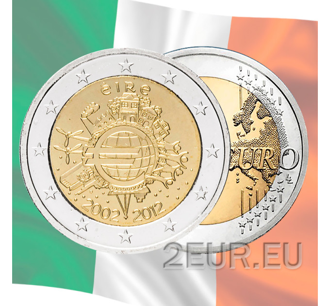 Irlanda 2 euro UNC 2012 - 10 anni di euro contanti