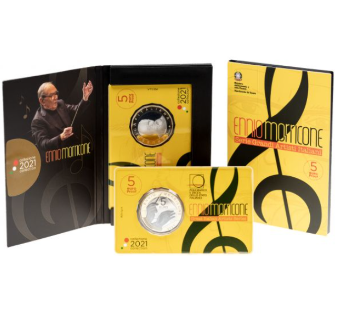 Italia 5 euro BU 2021 - Serie Grandi Artisti Italiani - Ennio Morricone