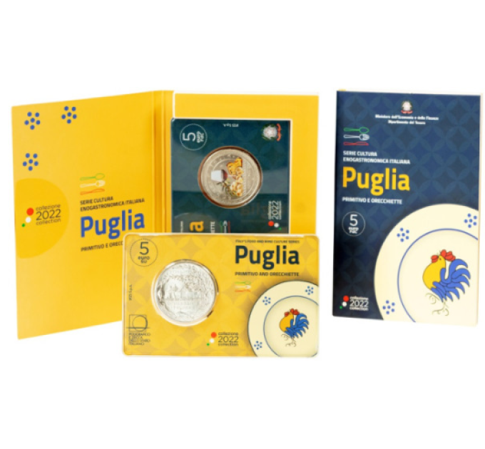 Italia 5 euro BU 2022 - Cultura enogastronomica italiana - Primitivo and Orecchiette
