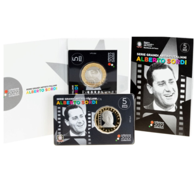 Italia 5 euro PROOF 2022 - Grandi artisti italiani - Alberto Sordi
