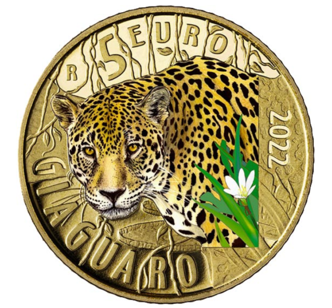Italia 5 euro PROOF 2022 - Animali in via di estinzione - Giaguaro