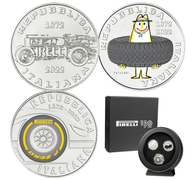 Italia 5 euro Argento BU 2022 - 150 anni di Pirelli - Triptychon