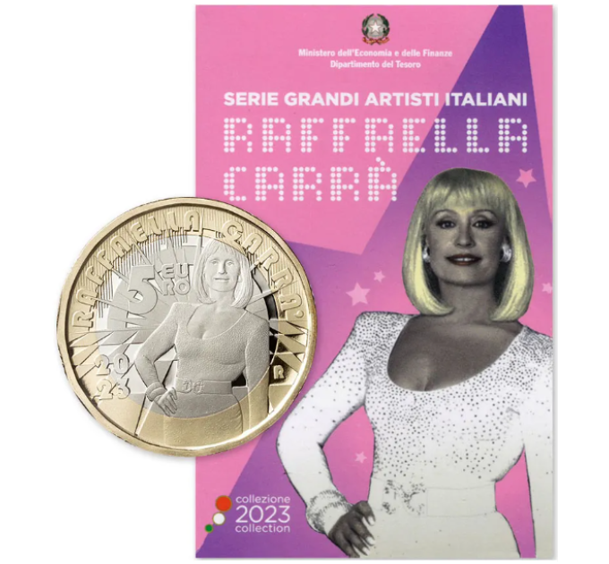Italia 5 euro BU 2023 - Serie Grandi Artisti Italiani - Raffaella Carrà