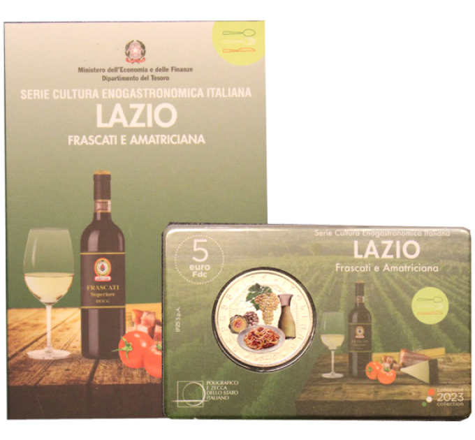 Italia 5 euro BU 2023 - Cultura enogastronomica italiana - Veneto - Frascati e Amatriciana