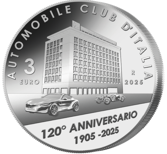 Italia 3 euro Argento BU 2025 - 120° anniversario della fondazione dell'ACI - Automobile Club d'Italia