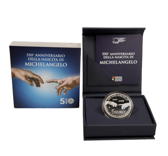 Italia 5 euro Argento BU 2025 - 550° Anniversario della Nascita di Michelangelo